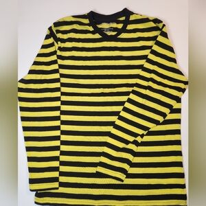 Hot Topic Adult Medium Black & Yellow Striped Grunge Long-sleeve Tee Shirt Rock